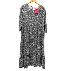 Isabel Maternity Dress Womens XXL Smokey Lilac Tie Waist Half Sleeve NEW